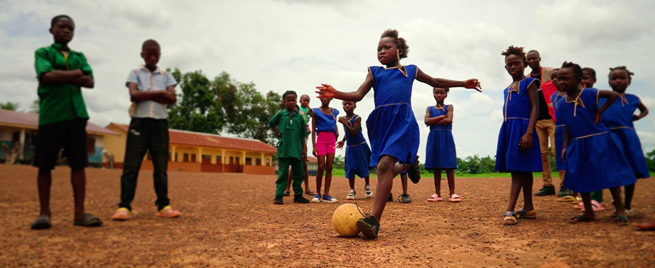 Girls playing football, Sierra Leone