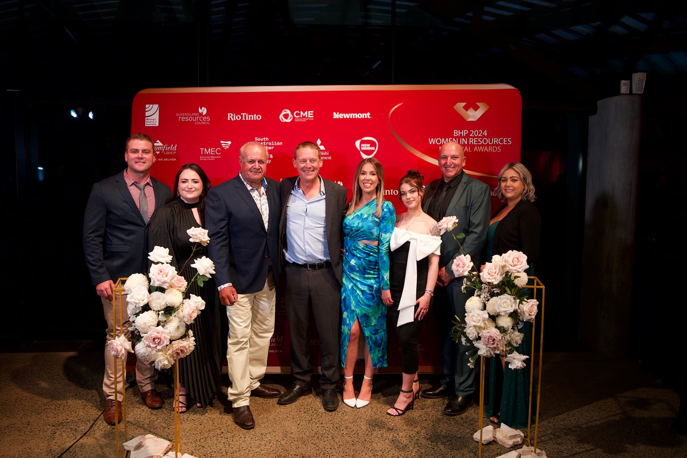 Award recipients and presenters posing together at the Women in Resources National Awards