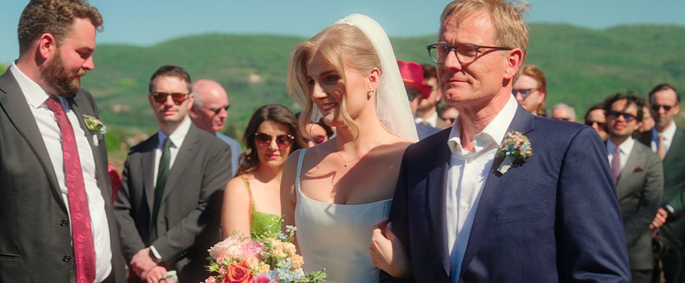 Bride and groom with wedding party