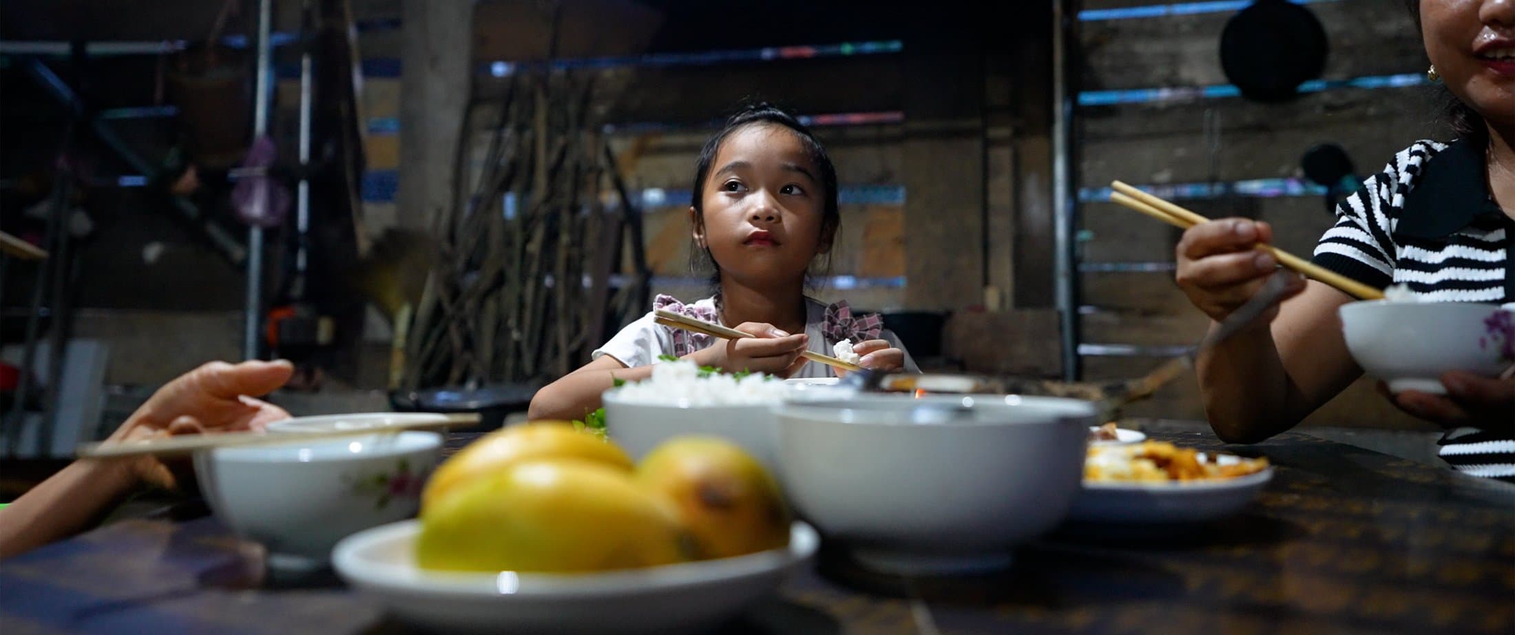 Family sharing a meal, Vietnam