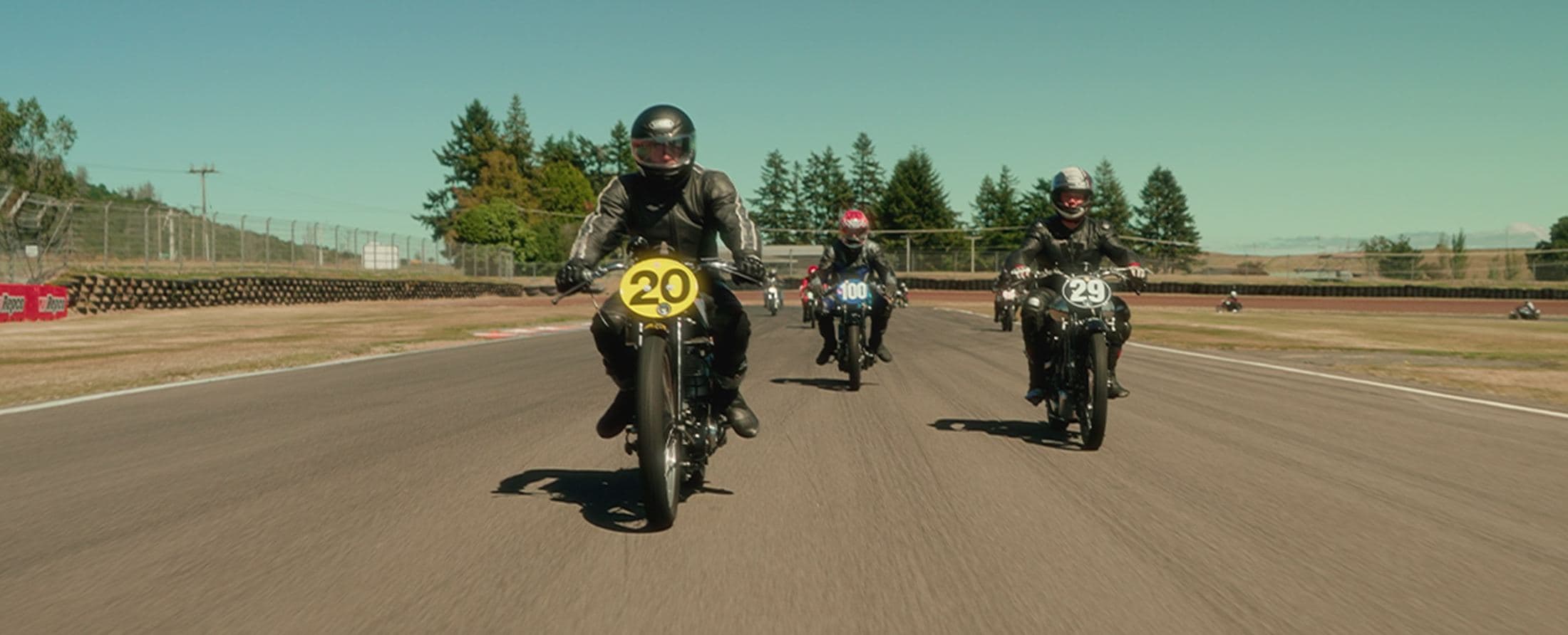 Motorcycles racing on track