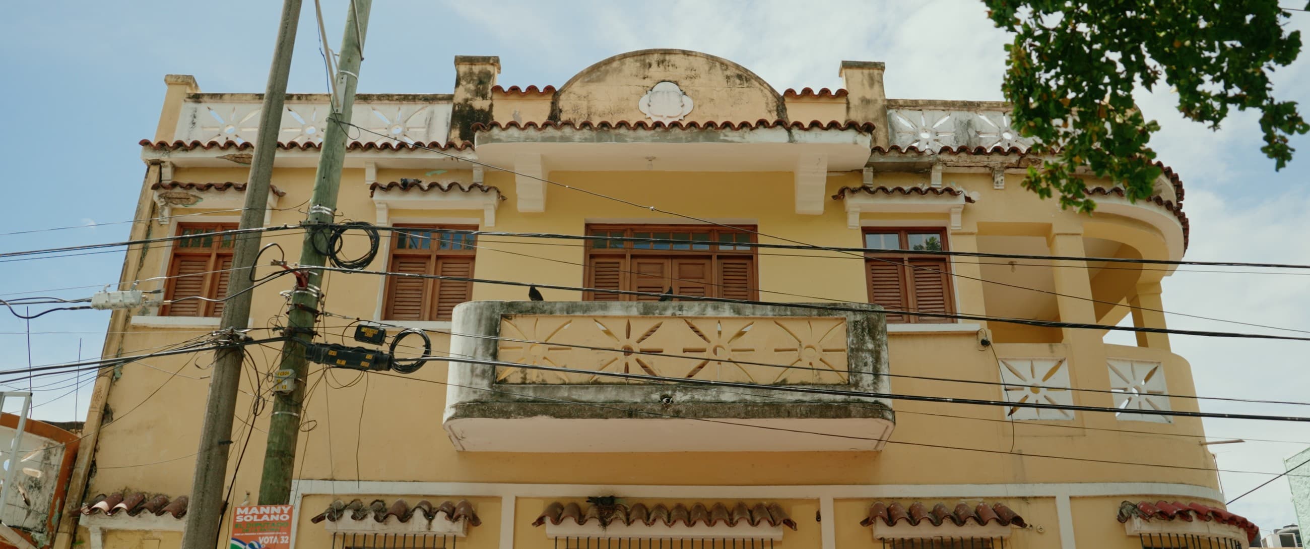 Historic colonial building facade