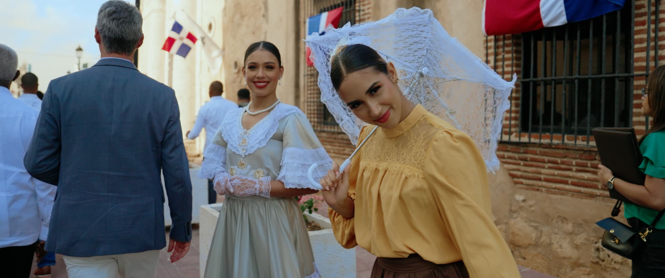 Dancers in traditional Dominican dress