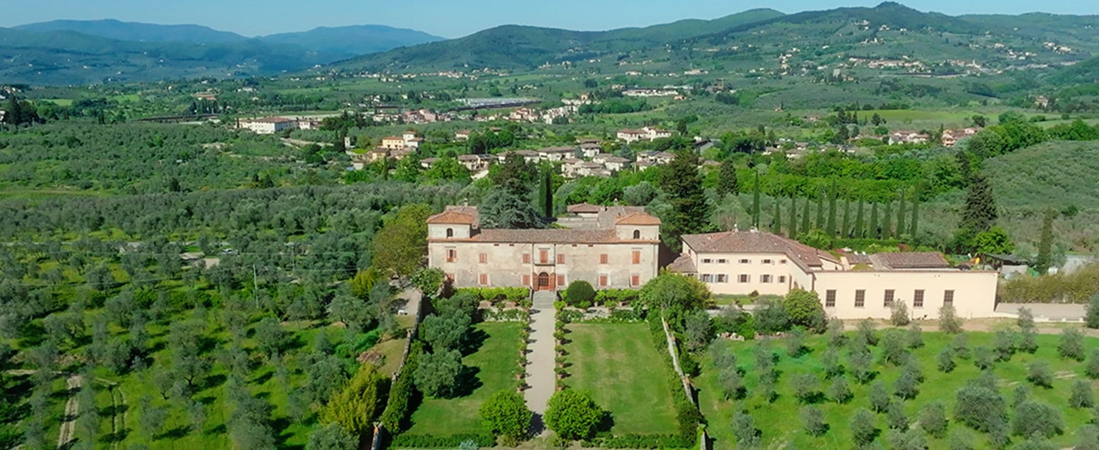 Aerial view of the wedding venue